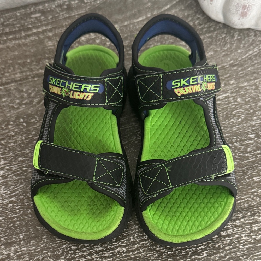 Skechers Kids Light-Up Sandals - Black and Green